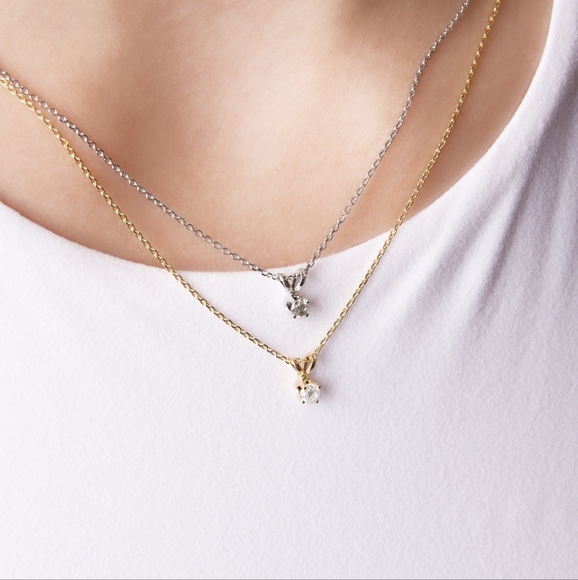 1/2 Carat Lab Grown Diamond Necklace Pendant 14K Yellow Gold Filled  Free Chain - Picture 4 of 4